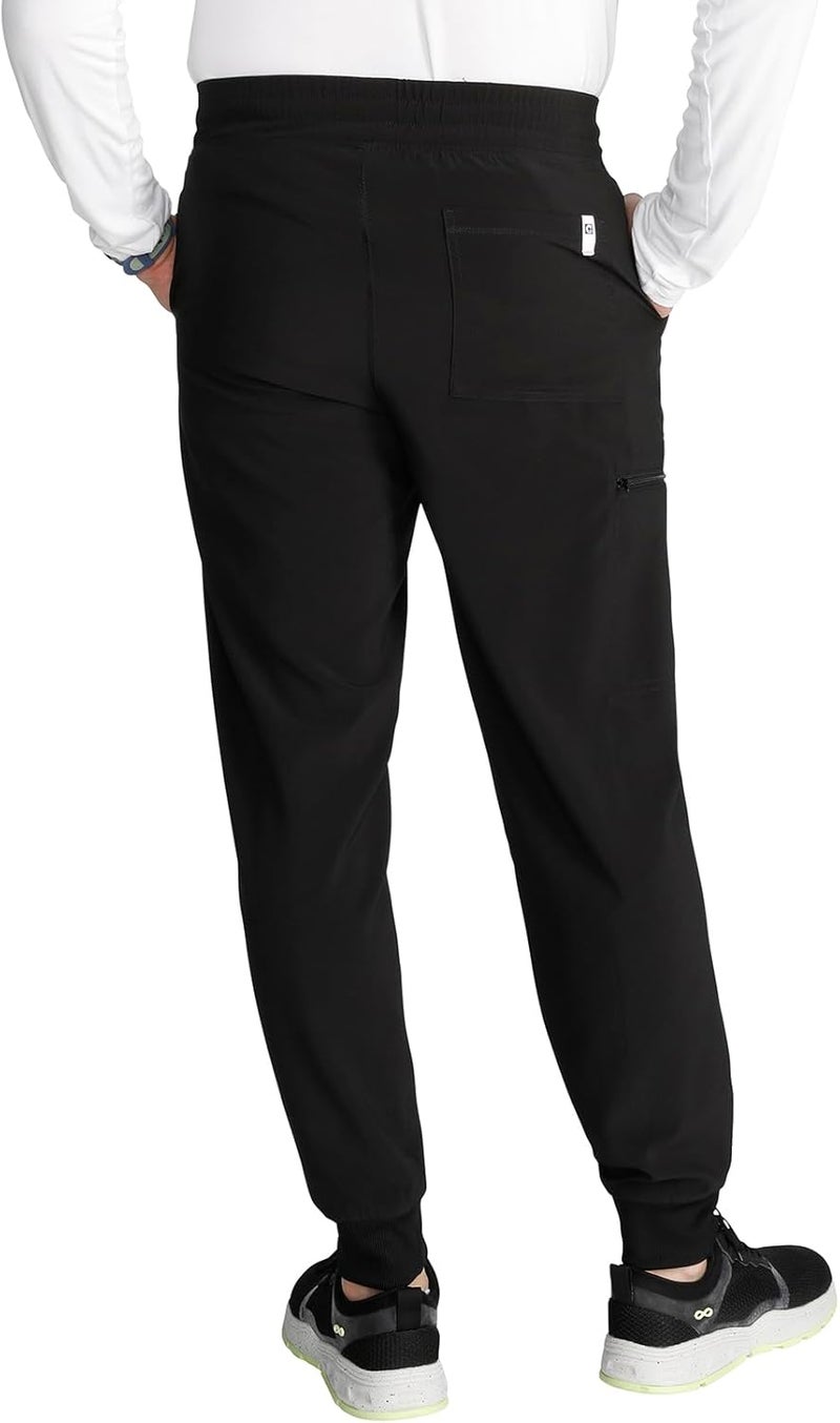 Cherokee Men's Pull-on Jogger with 5 Pockets, Elastic Waistband, Front Leg Seams and Rib-Knit Cuffs - CK224AS, S Short, Black - Image 2